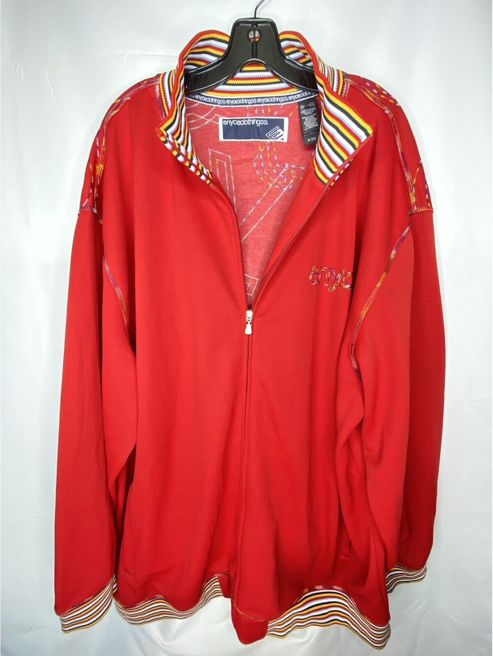 Vintage ENYCE 90's Hip-Hop White & Red Full Zip Logo JACKET Men's 4XL